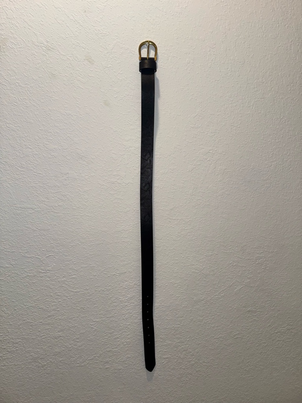 Classic Black Leather Belt with Gold Buckle